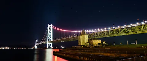 アジュール舞子から見る明石海峡大橋