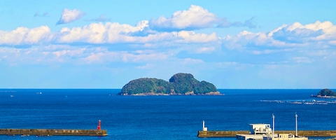 尾鷲港より望む佐波留島