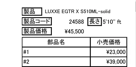 竿のパーツ価格